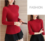 2018 spring Women ladies long sleeve turtleneck slim fitting knitted thin sweater top femme korean pull tight casual shirts