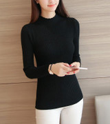 2018 spring Women ladies long sleeve turtleneck slim fitting knitted thin sweater top femme korean pull tight casual shirts