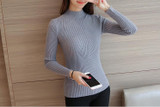 2018 spring Women ladies long sleeve turtleneck slim fitting knitted thin sweater top femme korean pull tight casual shirts