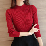 2018 spring Women ladies long sleeve turtleneck slim fitting knitted thin sweater top femme korean pull tight casual shirts