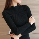 2018 spring Women ladies long sleeve turtleneck slim fitting knitted thin sweater top femme korean pull tight casual shirts