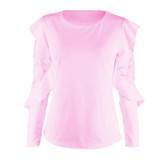 2018 Spring Woman Blouse Long Sleeve Shirt Tops Tee Shirts Ruffle Lace Splice Office Ladies Blusas WS5317U