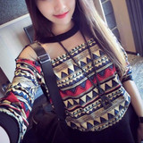 2018 Spring winter Korean fashion women hoodies ladies sexy mesh stitching round neck sweatshirts female long sleeve tops tees