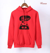 2018 Spring Sweatshirts Women Anime Meow Kawaii Cat Print Women's Hoodies Autumn Long Sleeve Pullovers Warm Fleece K-pop Hoody