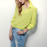 2018 Spring Summer Women's Long-sleeved Solid Chiffon Blouse Shirts Women Fashion Casual Clothing XXL