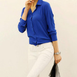 2018 Spring Summer Women's Long-sleeved Solid Chiffon Blouse Shirts Women Fashion Casual Clothing XXL