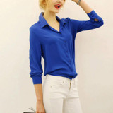 2018 Spring Summer Women's Long-sleeved Solid Chiffon Blouse Shirts Women Fashion Casual Clothing XXL
