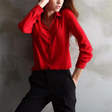 2018 Spring Summer Women's Long-sleeved Solid Chiffon Blouse Shirts Women Fashion Casual Clothing XXL