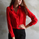 2018 Spring Summer Women's Long-sleeved Solid Chiffon Blouse Shirts Women Fashion Casual Clothing XXL