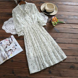 2018 Spring Summer Women Floral Printed Dress Stand Collar Full Sleeve Femininos Vestidos Chiffon New Casual Loose-Waisted Dress