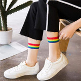 2018 Spring Summer Style Women Transparent Socks New Harajuku Striped Crystal Socks Glass Silk Sock Rainbow 1 Pair