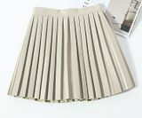 2018 SPRING summer new pleated leather skirt black leather pu pleated skirt waist skirt female A blackgirls tide under skirt