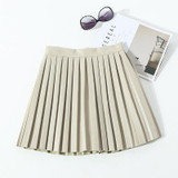 2018 SPRING summer new pleated leather skirt black leather pu pleated skirt waist skirt female A blackgirls tide under skirt