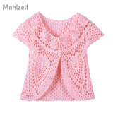 2018 Spring Summer new baby girls knitting vest Fashion waistcoat for 0-9M baby girls thin baby knitted soft outwear clothes