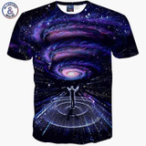Mr.1991INC New Europe and American Men/boy T-shirt 3d fashion print A person watching meteor shower Space galaxy t shirt