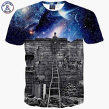 Mr.1991INC New Europe and American Men/boy T-shirt 3d fashion print A person watching meteor shower Space galaxy t shirt