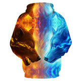Mr.1991INC Hot Sell Wolf Hoodies Men/Women 3d Sweatshirts Print Ice And Fire Wolf Thin Hooded Hoodies Tracksuits Hoody Tops