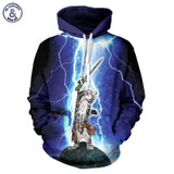 Mr.1991INC Hot Fashion Brand Clothing Men/women Hoodies Cap Hooded 3d Men Sweatshirt Print Cat Lightning Meow Star People Hoody