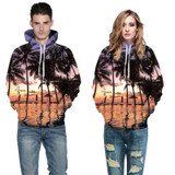 Mr.1991INC Hot Fashion Harajuku Sweatshirts Men/women 3d Hoody Print Nightfall Seaside Coconut Trees Hooded Hoodies