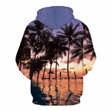 Mr.1991INC Hot Fashion Harajuku Sweatshirts Men/women 3d Hoody Print Nightfall Seaside Coconut Trees Hooded Hoodies