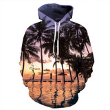 Mr.1991INC Hot Fashion Harajuku Sweatshirts Men/women 3d Hoody Print Nightfall Seaside Coconut Trees Hooded Hoodies