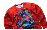 Mr.1991INC Hip hop 3d sweatshirt for men autumn pullovers print rapper Tupac 2pac hoodies long sleeve tops red color