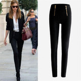 Luck Dog Lady Zip Pencil Pants High Waisted Slim Stretch Leggings Trousers Pants