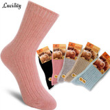 Lucidity Socks Women Winter Fashion Wool Thicken Warm Stripe Brand Socks Girl Casual In Tube Socks Female 5pairs/lot