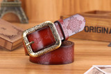 Lucidity Retro Belts Women Casual Embossing PU Leather Belt Ladies Fashion All-Match Pin Buckle Belt Female 110cm-115cm