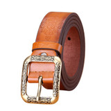 Lucidity Retro Belts Women Casual Embossing PU Leather Belt Ladies Fashion All-Match Pin Buckle Belt Female 110cm-115cm