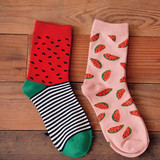 Lucidity Autumn Female Socks Watermelon Pattern Cotton Socks For Women Creative Socks Women High Quality 2pairs/lot