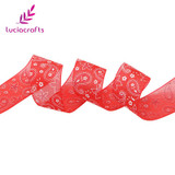 Lucia crafts 5y/6y 25mm Printed Organza Ribbons Headwear Packing Christmas Party Materials DIY Sewing Accessories 040044031