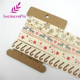 Lucia Crafts 5/8'' 15-16mm Christmas Cartoon Pattern Print Cotton Ribbons DIY Gift Packaging Handmade Accessories 040056129