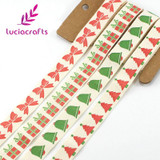 Lucia Crafts 5/8'' 15-16mm Christmas Cartoon Pattern Print Cotton Ribbons DIY Gift Packaging Handmade Accessories 040056129
