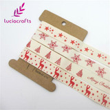 Lucia Crafts 5/8'' 15-16mm Christmas Cartoon Pattern Print Cotton Ribbons DIY Gift Packaging Handmade Accessories 040056129