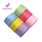 Lucia crafts 25mm Polyester Flower Printing Satin Grosgrain Ribbons DIY Wrapping Sewing Handmade Material Accessories 040054260