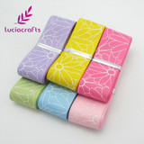 Lucia crafts 25mm Polyester Flower Printing Satin Grosgrain Ribbons DIY Wrapping Sewing Handmade Material Accessories 040054260