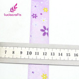 Lucia crafts 25mm Flower Printed Silk Satin Ribbons Rosette Bow Christmas/Party/Gift DIY Material Sewing Accessories 040007075