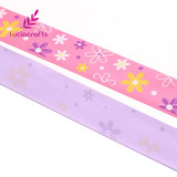 Lucia crafts 25mm Flower Printed Silk Satin Ribbons Rosette Bow Christmas/Party/Gift DIY Material Sewing Accessories 040007075