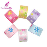 Lucia crafts 25mm Flower Printed Silk Satin Ribbons Rosette Bow Christmas/Party/Gift DIY Material Sewing Accessories 040007075