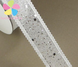 Lucia Crafts 25mm Mesh Sequins Trim Organza Ribbons For Christmas Wrapping Wedding DIY Sewing Supplies Accessories 040014004014