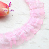 Lucia Crafts 2 yards 2.5cm Lace Trim Handmade Patchwork Material Lace Ribbon DIY Sewing &amp; Headwear Accessories 050025027