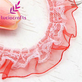 Lucia Crafts 2 yards 2.5cm Lace Trim Handmade Patchwork Material Lace Ribbon DIY Sewing &amp; Headwear Accessories 050025027