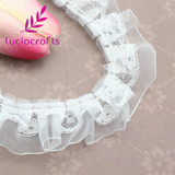 Lucia Crafts 2 yards 2.5cm Lace Trim Handmade Patchwork Material Lace Ribbon DIY Sewing &amp; Headwear Accessories 050025027