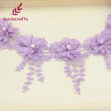 Lucia crafts 1y/lot 7cm Flower Embroidery Lace Fabric Trim Ribbons DIY Sewing Garment Handmade Materials Accessories 050025104