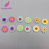 Lucia craft 50pcs/lot 2cm Wooden Buttons Mixed Flowers DIY Natural Wood Button 2-Holes Scrapbook Sewing Accessories 004010062