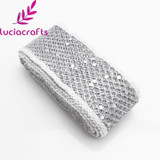 Lucia Craft 40mm 4y/lot Silver Gold Glitter Mesh Organza Ribbon For Packing Wedding Cake Gift Decoration DIY Craft 040014004013
