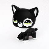 lps toy #2249 black standing short hair cat animal pet shop kitty white flower eyes
