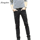 LP21 free shipping 2016 fashion male straight leg denim trousers men brand jeans 28-36 mens business pants black jeans men