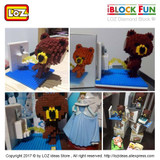 LOZ Figures Brown Bear WC Pee Urinate Box Diamond Block Toys Builds Cartoon Fun Small Bricks Cube DIY Animal Anime Figurine 9430